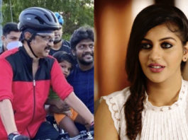 yashika anand took selfie with mkstalin in cycling